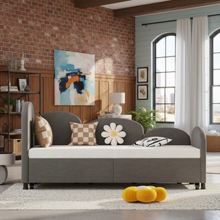 AIhouse Velvet Twin Daybed With Solid Wood Frame Dark Gray