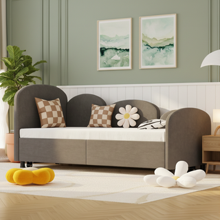 AIhouse Velvet Twin Daybed With Solid Wood Frame Dark Gray