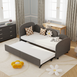 AIhouse Velvet Twin Daybed With Solid Wood Frame Dark Gray