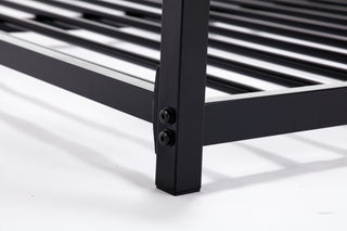 AIHouse Twin Over Full Metal Bunk Bed with White Mesh Guard Rail and Stable Ladder