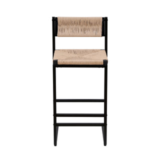 AIhouse Handwoven Honey Bar Stools Set Of 2 Paper Rope Back For Kitchen Island Bar Counter