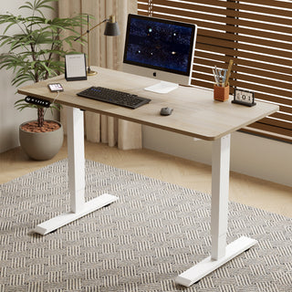 AIhouse 55 Inch Electric Height Adjustable Standing Desk With Oak Finish And USB Ports