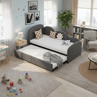 AIhouse Velvet Twin Daybed With Solid Wood Frame Dark Gray