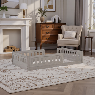 AIHouse Natural Wood Twin Size Platform Bed with Guardrail