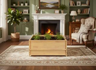 AIHouse Twin Size Floor Bed with Built-in Book Rack and Door, Natural