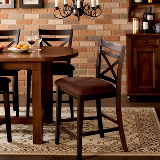 AIHouse 5-Piece Counter Height Dining Table Set with 4 Microfiber Padded Cross Back Chairs in Espresso Finish