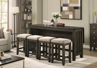 AIHouse Dark Brown Finished Drop Leaf Table with 4 Stools