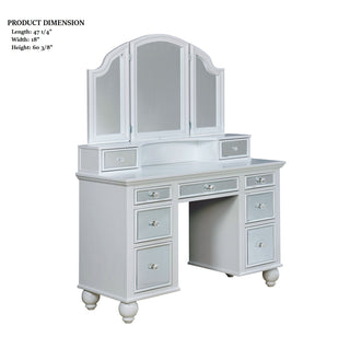 AIHouse White Finish 1pc Vanity Set with Stool, 3-Sided Mirror & Storage Drawers, Transitional Bedroom Furniture