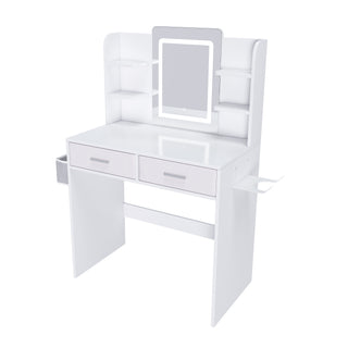 AIhouse LED Vanity Table White With Adjustable Lights And Drawers