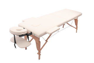 AIhouse Portable Massage Table Cream Faux Leather Height Adjustable